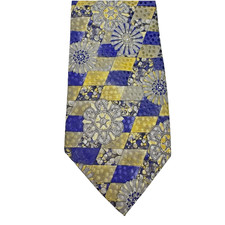 Vtg Geoffrey Beene Silk Tie Geometric Floral Lavender Yellow 3.5 In Wide Easter