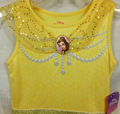 open lace back dress Posh Peanut Baby Girl's Disney Belle Tulle Bodysuit Dress in Yellow, 18-24 Mo, Viscose from Bamboo