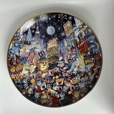 Bill Bell Cat Plate Ring In the New Millennium Franklin Mint Limited Porcelain 