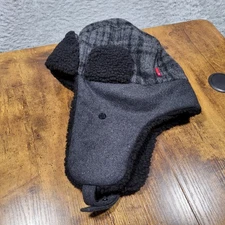 Levis Mens Gray Trapper Hat Winter Warm Sherpa Fleece Ear Flap Hat S/M