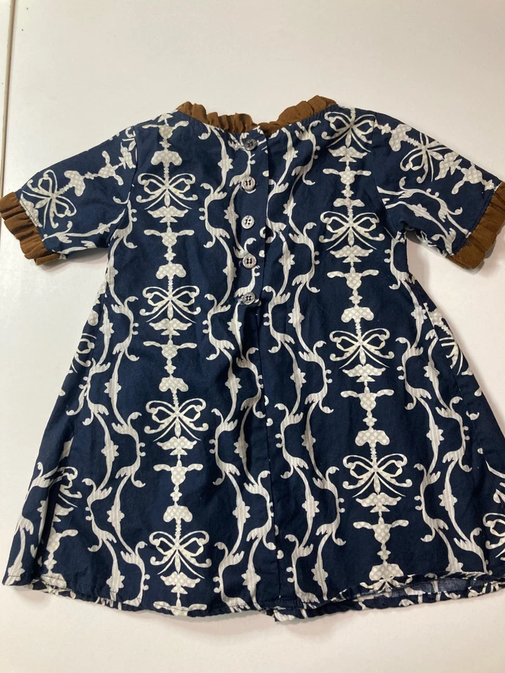 Vestido Persnickety bebê menina manga curta azul marinho 12 meses - Imagem 2 de 4