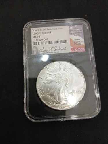 U.S. Mint American Silver Eagle 1986-S 1 oz Silver MS 70 NGC San Francisco
