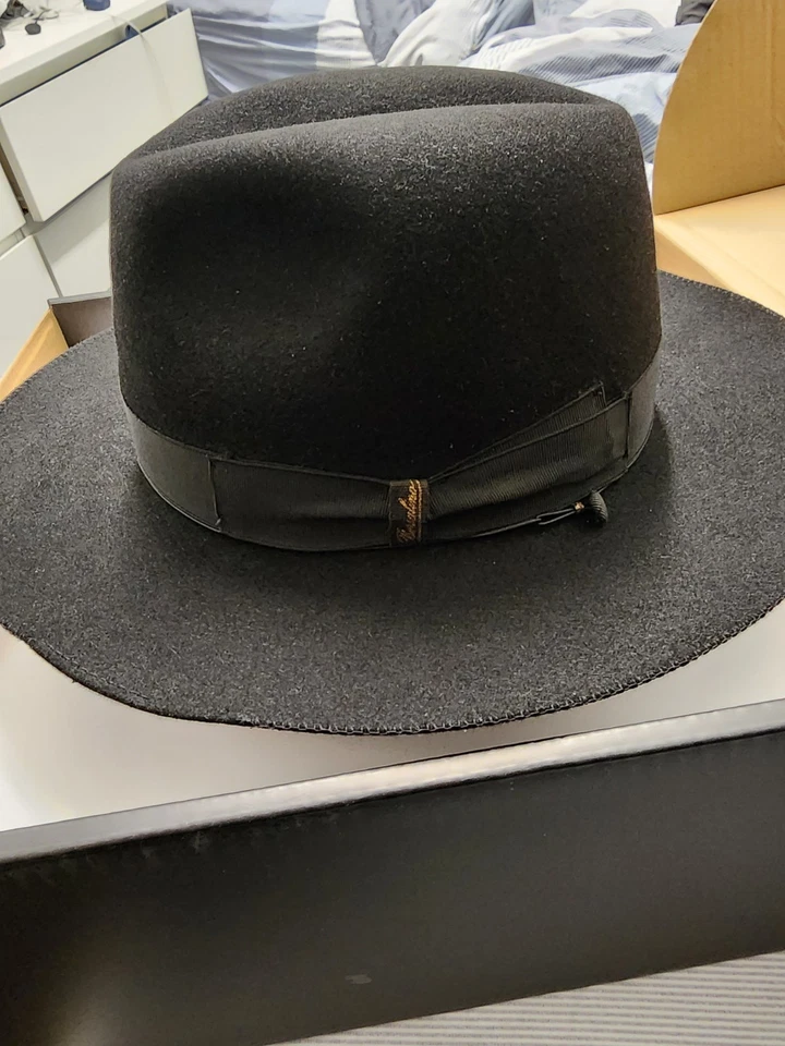 Sombrero de fieltro Borsalino Trionfo cinta negra hecho en Italia --- sombrero judío --- Foto 3 de 4