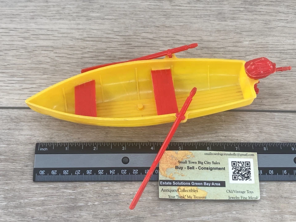 Bote de plástico Thomas Toy de colección bote bote bote remos rojos motor fueraborda cuerpo amarillo Foto 3 de 4