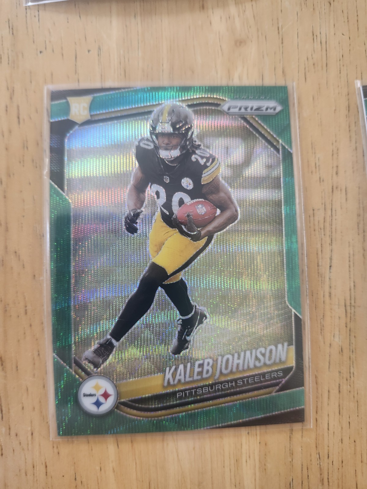 KALEB JOHNSON 2025 PANINI PRIZM #375 ROOKIE GREEN WAVE RC STEELERS