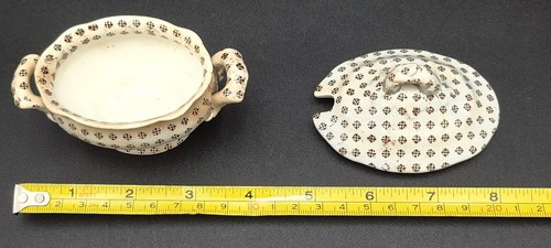 14-pc RARE Davenport CRISSCROSS SHEET Circa 1850's Child Dollhouse Tureen Plates - Picture 15 of 16