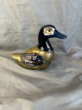Vintage Mexican Mexico TONALA Pottery Hand Painted Brass DUCK Hand Painted 💕
