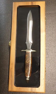 Buck Limited Ed. 0981 Dagger S/N 69 of 200 Burl Wood Handle Mirrored Blade COA