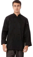 Chef Works Mens M Calgary Cool Vent Chef Coat Black Long Sleeve Button Front NWT