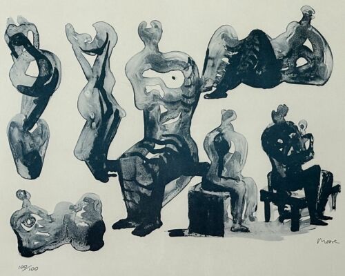 Henry Moore Prints 1969-1974 IDEAS FOR SCULPTURES 1975 Poster Print Framed - Picture 4 of 11