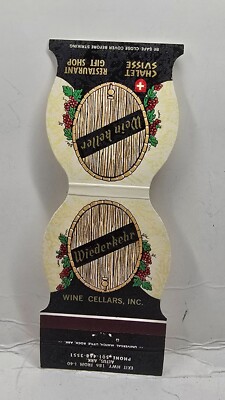 Vintage Matchbook Cover - Weiderkehr Winery Wine Wein Keller Restaurant Altus AR