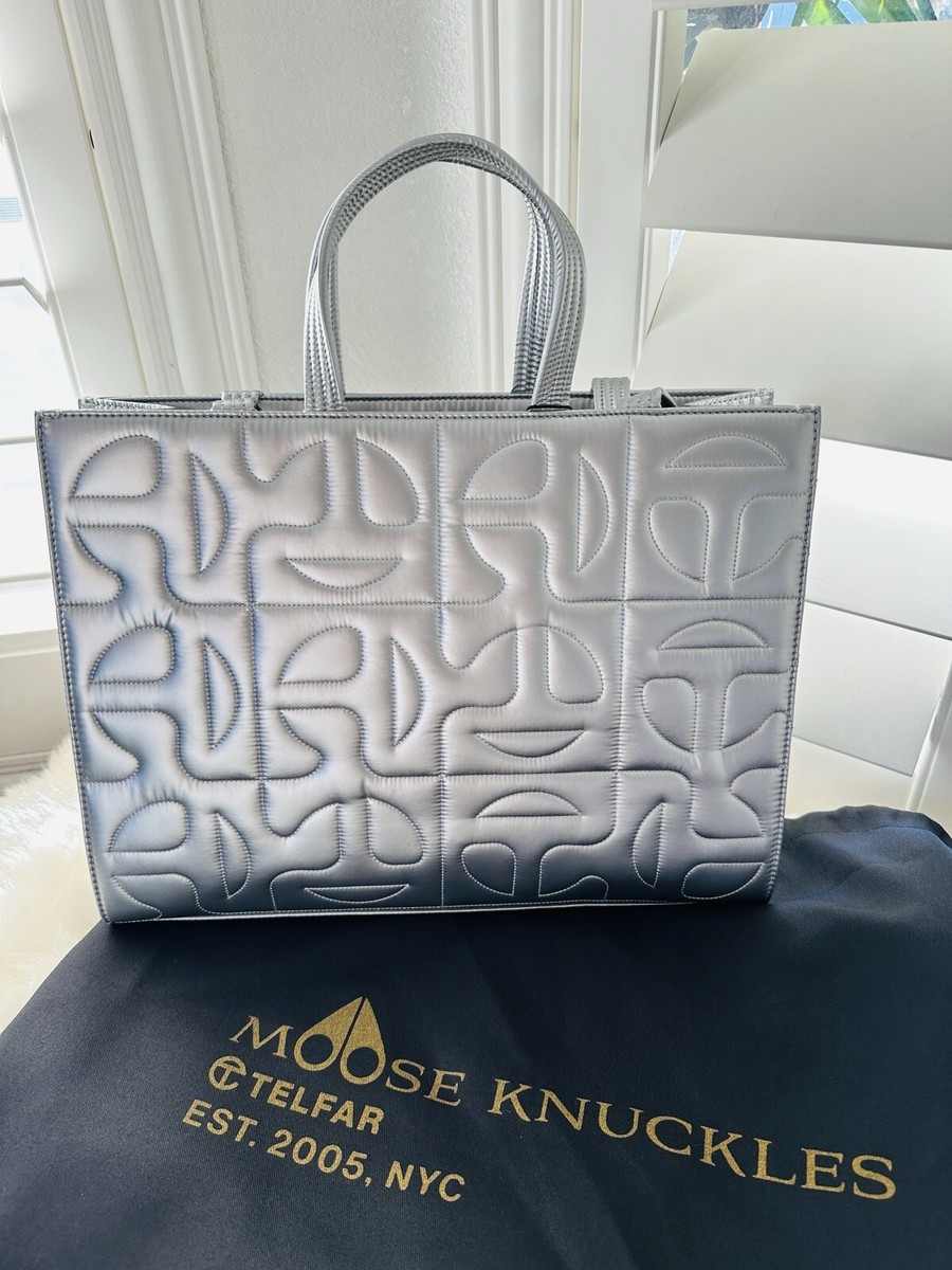 NWT Telfar X Moose Knuckles Quilted Medium Crossbody Bag in Silver