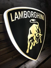 LAMBORGHINI LED ILLUMINATED WALL LIGHT SIGN GARAGE GAS & OIL URUS AVENTADOR SVJ