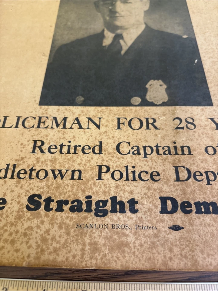 Pôster antigo Middletown Connecticut capitão John Doc Ward alto xerife democrata - Imagem 3 de 4