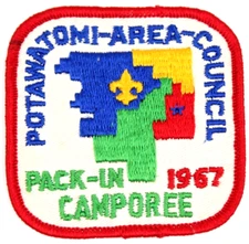 1967 Pack-In Camporee Potawatomi Area Council Patch Wisconsin WI Boy Scouts BSA