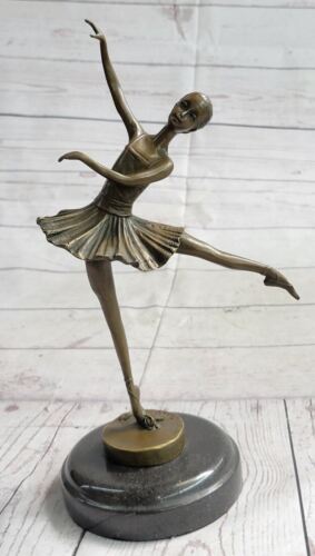 Statue Figurine Signed Milo Balanced Ballerina Large Bronze Sculpture Artwork - Afbeelding 1 van 7