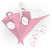 Itenga 25X GeschenktüTe Griff Rosa Sticker Fisch Danke Kommunion Konfirmation
