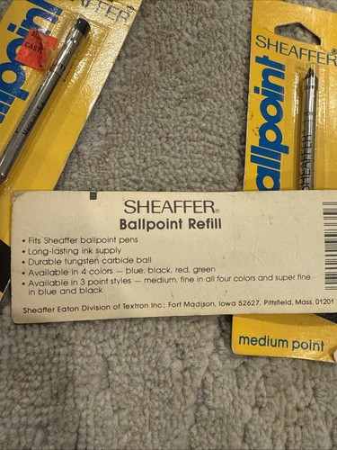 3 ricariche penna a sfera vintage Sheaffer inchiostro nero punta media sigillate - Foto 3 di 4