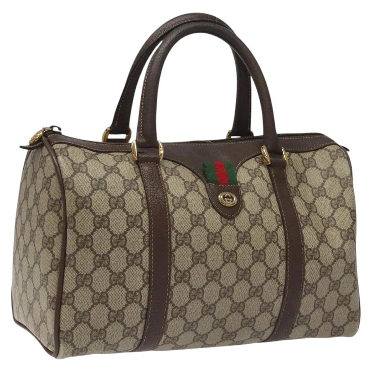 Sac GUCCI GG Supreme Web Sherry Line Boston PVC beige or 40 02 007 authentique BD890