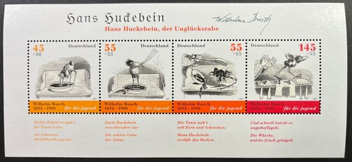 Deutschland, Hans Huckebein, Halbpostblock, Scott B989, postfrisch, ExF