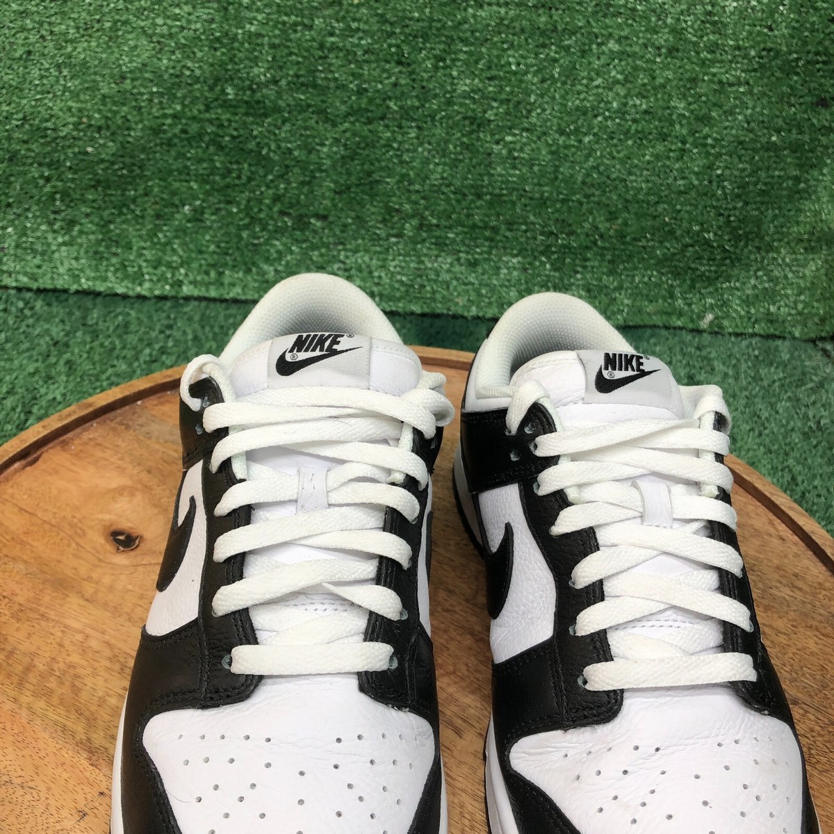 Nike ID by You Mens Dunk Low Black White 'Panda' Leather Shoes