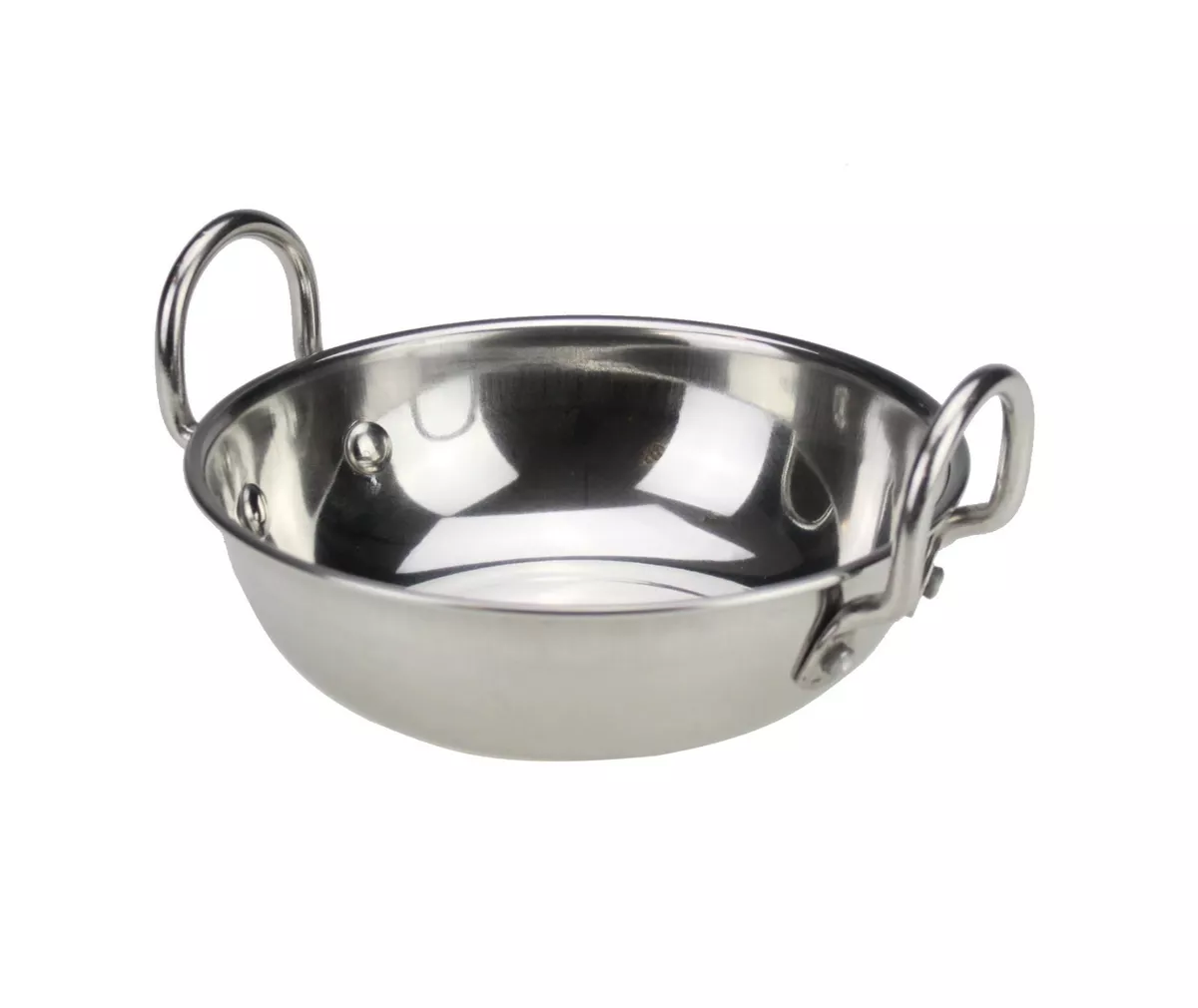 CATERING STAINLESS STEEL BALTI DISH WITH HANDLES CURRY INDIAN FOOD KARAHI  CHEF