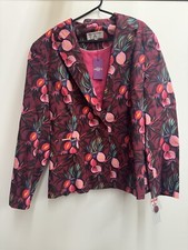 Helene Berman - Liberty Fabric Blazer (cebollas Garden/ Burgundy) Uk Size 20