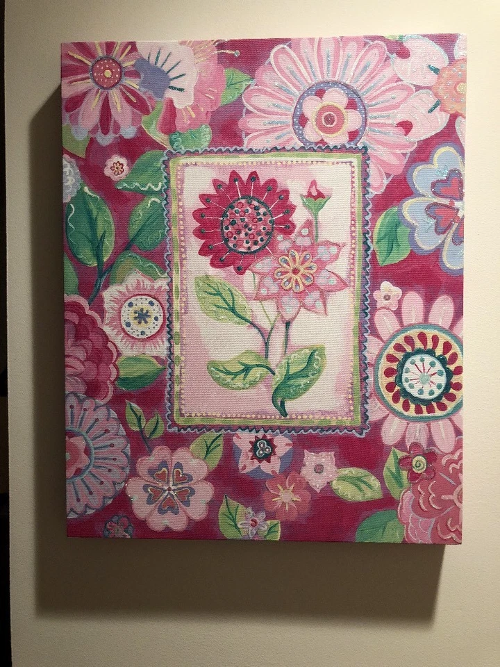 CONJUNTO INFANTIL DE 2 FOTOS DE FLORES EMBRULHADAS EM LONA COM GLITTER POTTERY BARN - Imagem 4 de 4