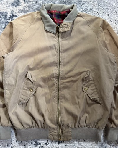 Vintage Four Climes Harrington Jacket Men's Medium Tan Full Zip Plaid Lined 60s - Picture 3 of 7