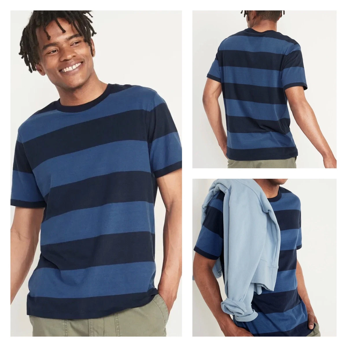 Old navy black top and white striped shirt