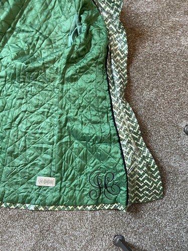 Chaqueta Abrigo de Lluvia Juicy Couture Y2K Lona Trench M Verde Cinturón Geométrico Plástico - Imagen 14 de 24