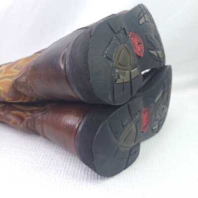 Justin Work Western Cowboy Boots WK4655 Brown Leather Pull 