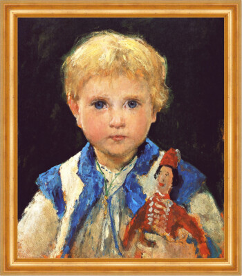 Mädchen mit Hampelmann Albert Anker 1875 Schweizer Maler Marie H A3 0598 Gerahmt