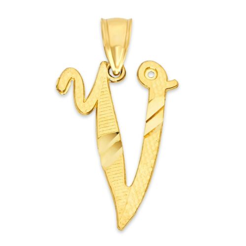 10k Real Solid Gold Initial Pendant, Personalized Cursive Letter Charm Jewelry - Picture 58 of 66