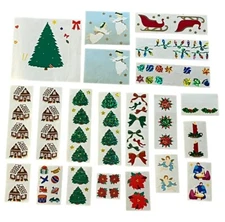 Mrs. Grossman's 1990s Vintage Christmas Stickers Sparkle Foil & More Gingerbread