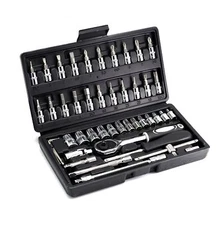 46pcs 1/4 Inch Drive Socket Setmetric Ratchet Wrench Set With 414mm Crv Socketss