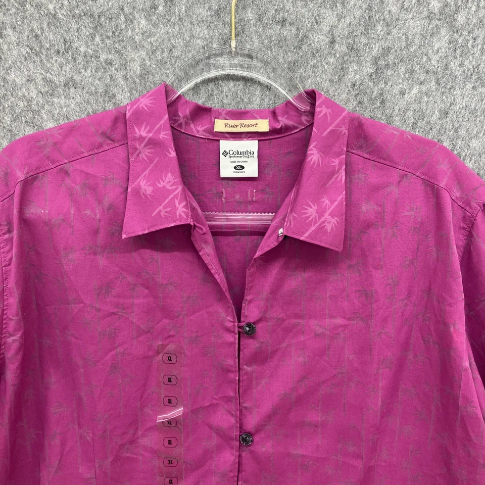 NUEVA Camisa Columbia River Resort Botón Frontal Mujer XL Magenta Bambú Semi Transparente Foto 2 de 4