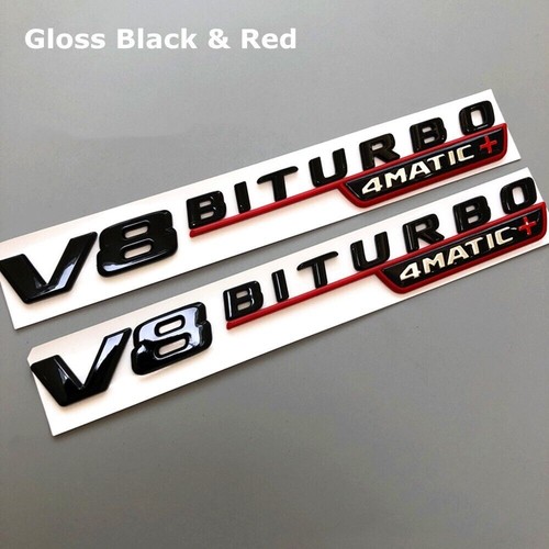 2Pcs Chrome Vent Fender V8 Biturbo 4Matic+ Sticker Emblem Fit For Benz AMG W213 - Picture 4 of 11