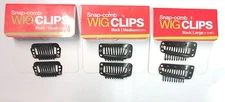 CHOOSE LOT OF 4 ,  12PCS--BLACK  S,M,L SIZE METAL WIG CLIP  SNAP-COMB