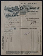 Facture LYON 1912 Au Bon Jardiner MOLIN VORAZ rosier Art Nouveau illustrée 66