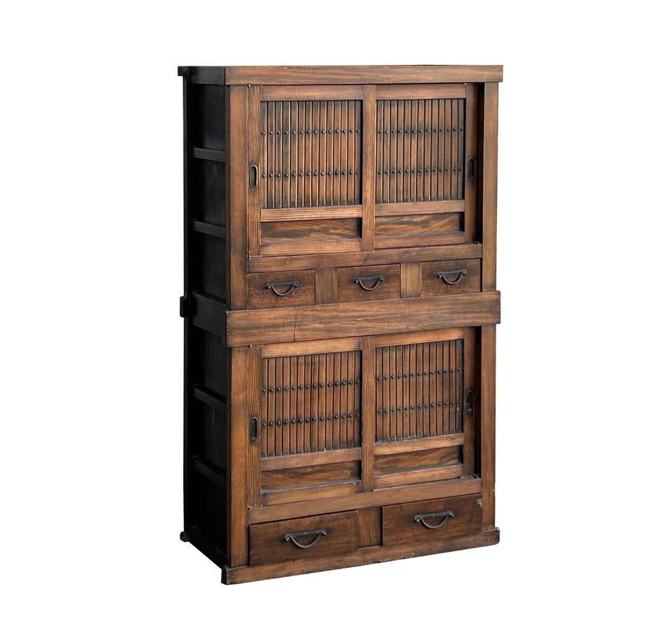 Gabinete de almacenamiento vintage estilo japonés puertas correderas apilables con acento Tansu ws4654 Foto 3 de 4