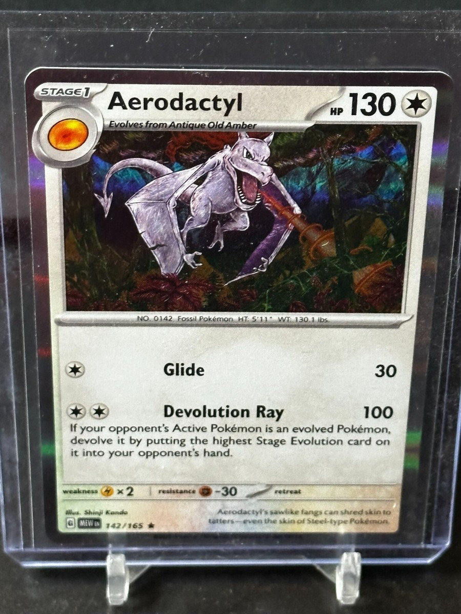 HOLO Aerodactyl 142/165 NM / M - 151 Scarlet Violet Pokemon Card