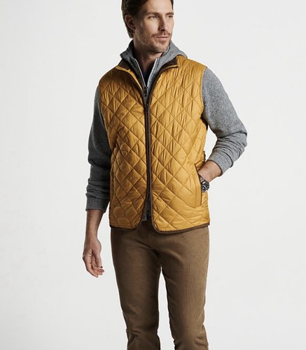 Peter Millar Crown Essex Full Zip Quilted Puffer Vest Jacket Dijon Large $230 - Picture 11 of 11