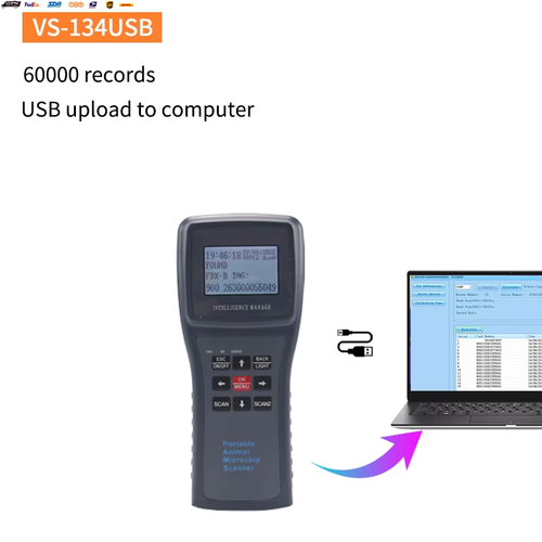 Large OLED Display Dog Cat Animal Microchip Scanner 134.2Khz Pet Chip Reader Pro