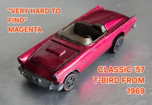 Hot Wheels Redlines ©1969 Classic '57 T-Bird "Very Hard To Find" MAGENTA w BROWN