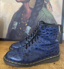 Dr. Martens Blue Croc Leather 8 Hole Eye Boots Size Us 11 Uk 10  1460 England
