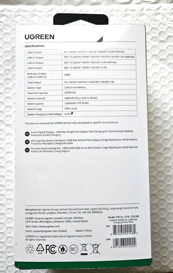 UGREEN - Banco de alimentación de carga rápida Nexode 130W 20000mAh con pantalla TFT inteligente Foto 2 de 2