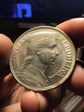 1932 latvia 5 lati With Headress Silver Coin Great Condition