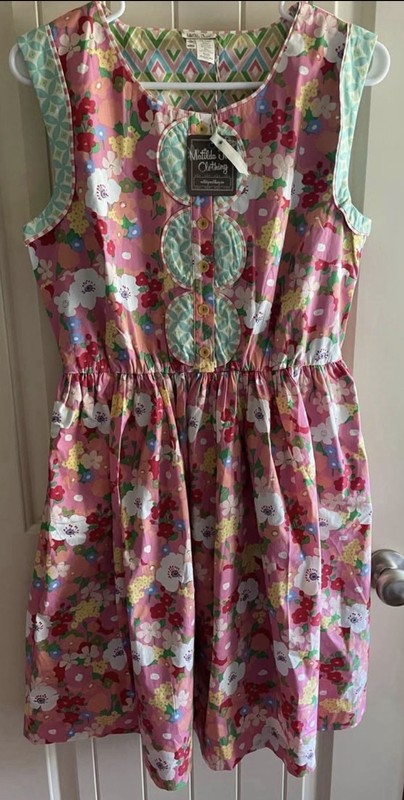 Matilda Jane Pink Multicolor Floral Fit & Flare Sleeveless Knee Dress Womens M
