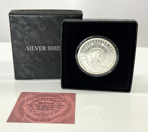 2019 CIA Silver Shield Group Proof Medallion 1 oz .999 Silver Round Low Mintage